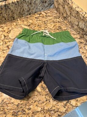 GAP Boys Colorblock Swim Trunks in Green, Light Blue & Navy